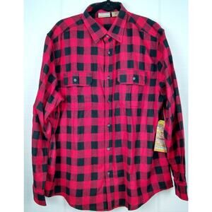 Mens Buffalo Red Plaid Flannel Shirt Blue Stream Outdoors Size XL 100% Cotton